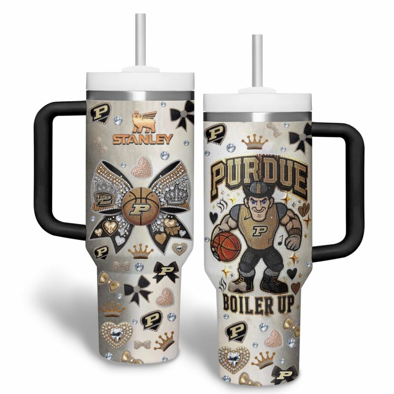 Purdue Boilermakers NCAA Custom Stanley Quencher 40oz Stainless Steel Tumbler With Handle - Threewoofs - Image 2