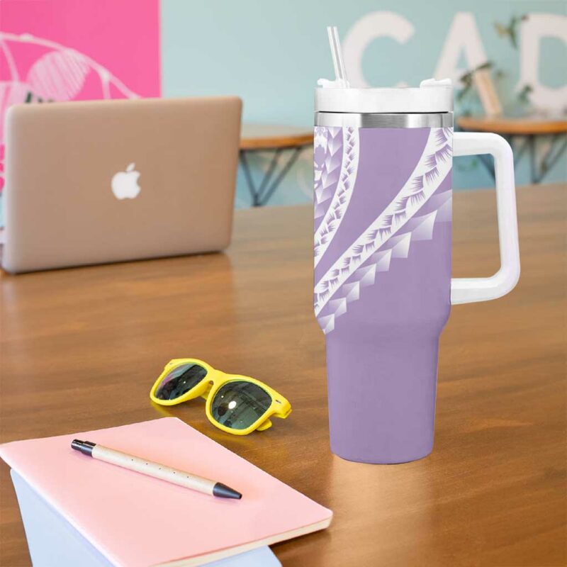 Purple Hawaiian Quilt Pattern Custom Stanley Quencher 40oz Stainless Steel Tumbler With Handle - Threewoofs - Image 5