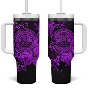Purple Polynesian Tahiti Island The Wave of Water Custom Stanley Quencher 40oz Stainless Steel Tumbler With Handle - Threewoofs