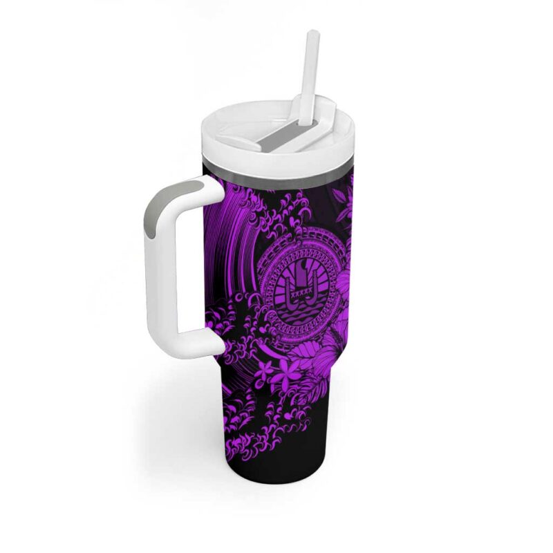 Purple Polynesian Tahiti Island The Wave of Water Custom Stanley Quencher 40oz Stainless Steel Tumbler With Handle - Threewoofs - Image 2