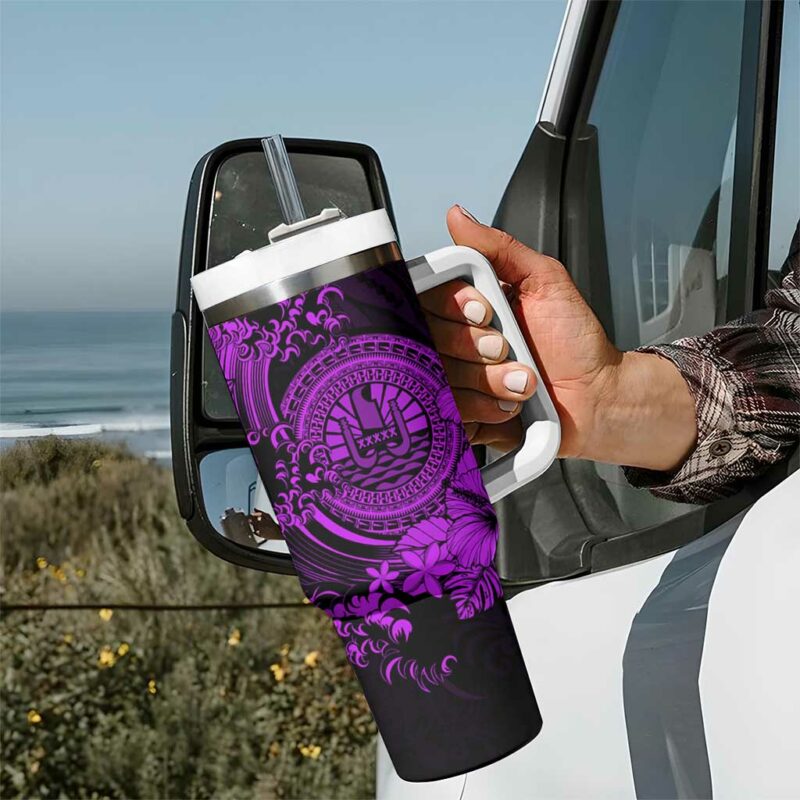 Purple Polynesian Tahiti Island The Wave of Water Custom Stanley Quencher 40oz Stainless Steel Tumbler With Handle - Threewoofs - Image 7