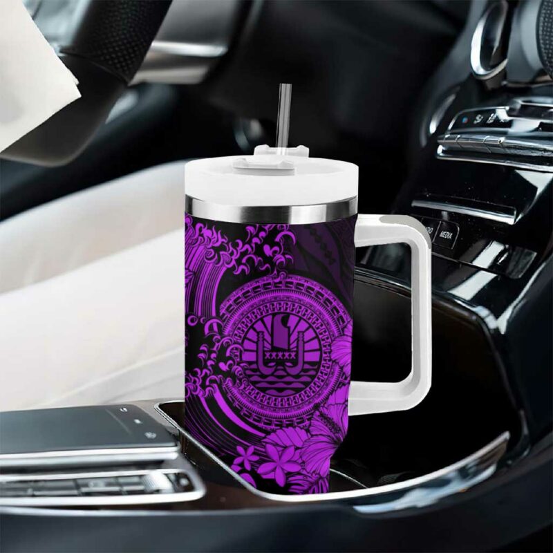 Purple Polynesian Tahiti Island The Wave of Water Custom Stanley Quencher 40oz Stainless Steel Tumbler With Handle - Threewoofs - Image 8