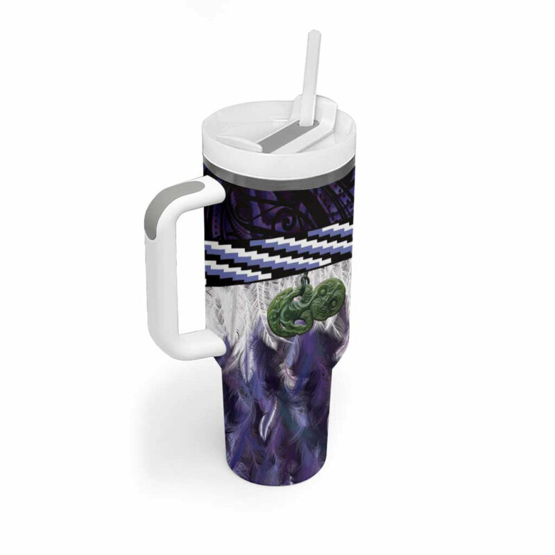 Purple Traditional Cloak Aotearoa Custom Stanley Quencher 40oz Stainless Steel Tumbler With Handle - Threewoofs - Image 2