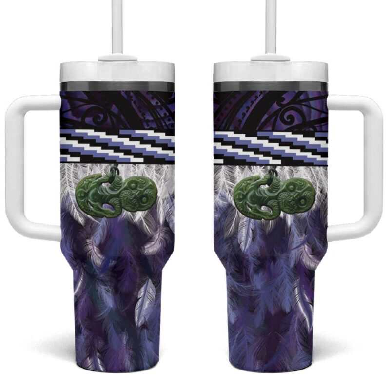 Purple Traditional Cloak Aotearoa Custom Stanley Quencher 40oz Stainless Steel Tumbler With Handle - Threewoofs