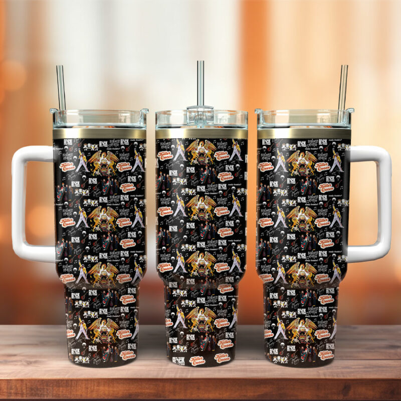 Queen Music Custom Stanley Quencher 40oz Stainless Steel Tumbler With Handle - Threewoofs