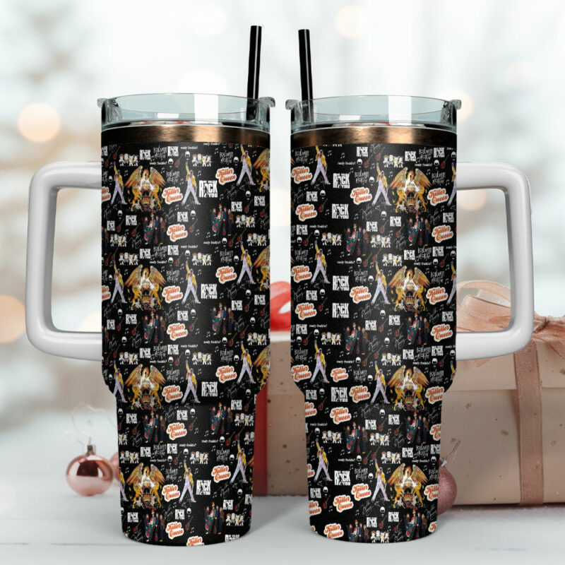 Queen Music Custom Stanley Quencher 40oz Stainless Steel Tumbler With Handle - Threewoofs - Image 4
