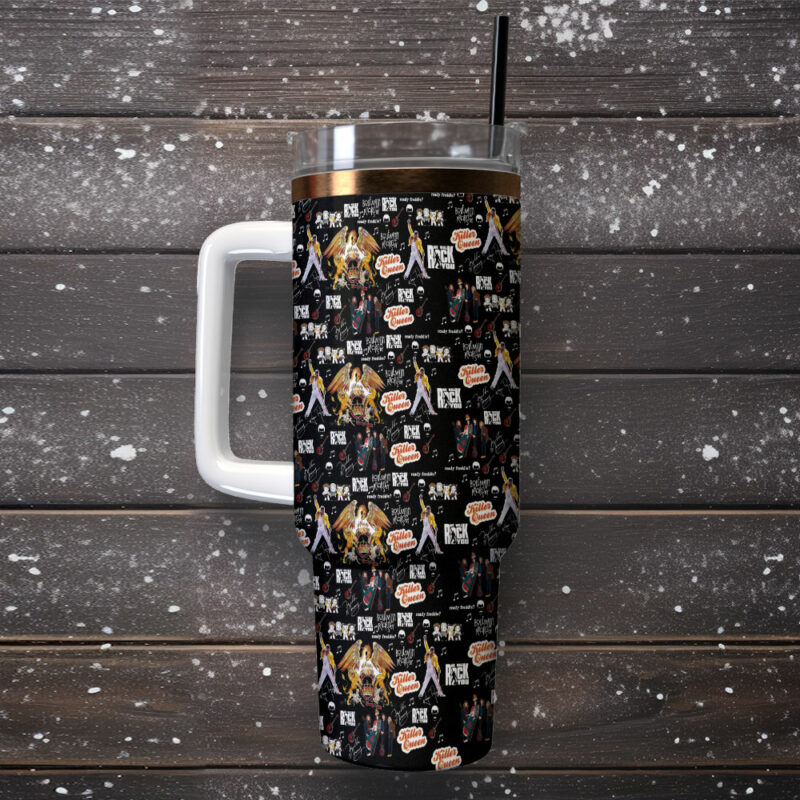 Queen Music Custom Stanley Quencher 40oz Stainless Steel Tumbler With Handle - Threewoofs - Image 2