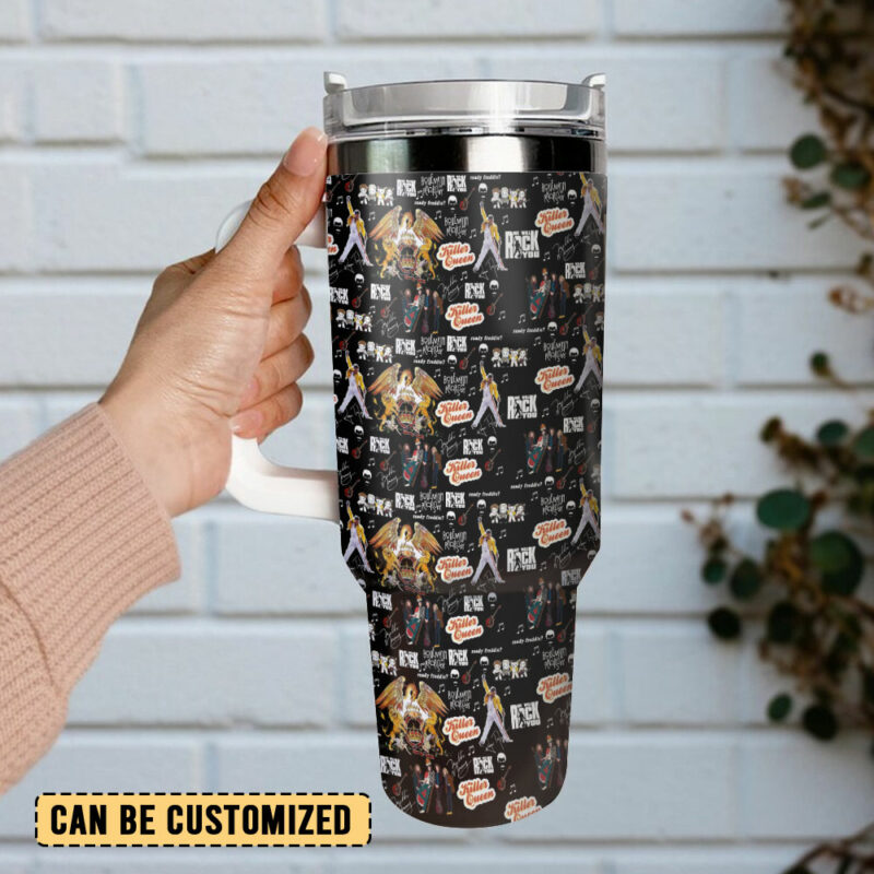 Queen Music Custom Stanley Quencher 40oz Stainless Steel Tumbler With Handle - Threewoofs - Image 3