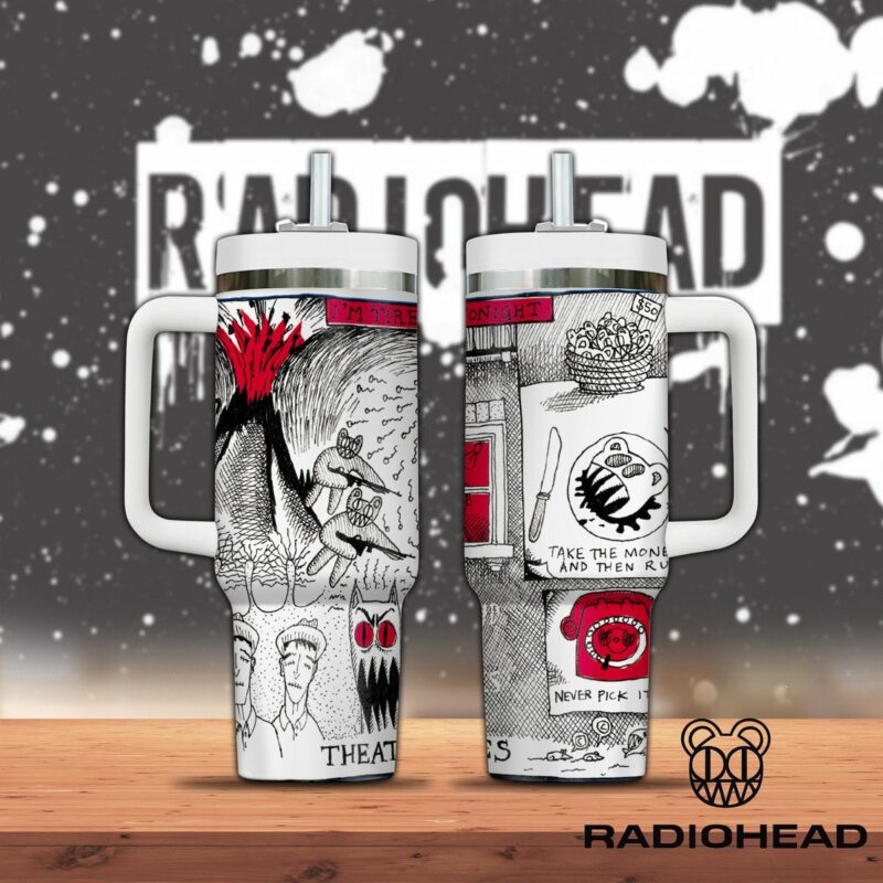 Radiohead Music Custom Stanley Quencher 40oz Stainless Steel Tumbler With Handle - Threewoofs
