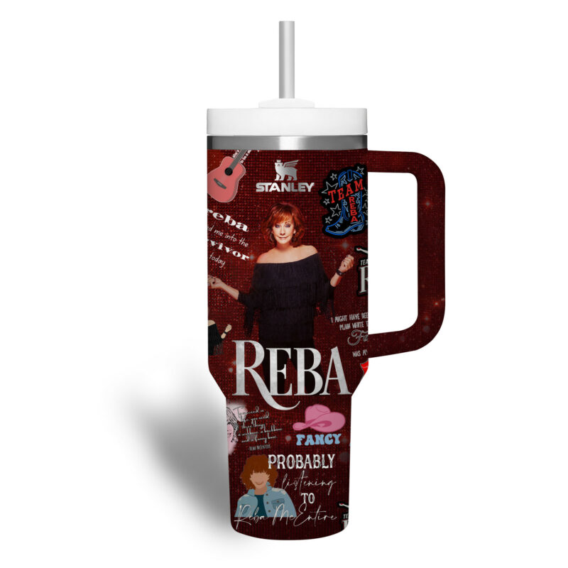 Reba Mcentire Music Custom Stanley Quencher 40oz Stainless Steel Tumbler With Handle - Threewoofs - Image 3