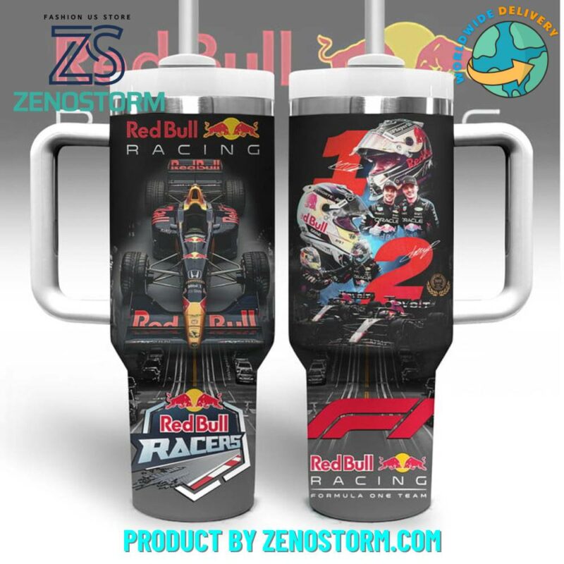 Red Bull Racing Formula 1 Team Custom Stanley Quencher 40oz Stainless Steel Tumbler With Handle - Threewoofs