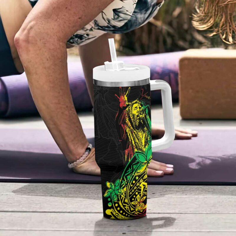 Reggae Jawaiian Festive Mix Polynesian Custom Stanley Quencher 40oz Stainless Steel Tumbler With Handle - Threewoofs - Image 6