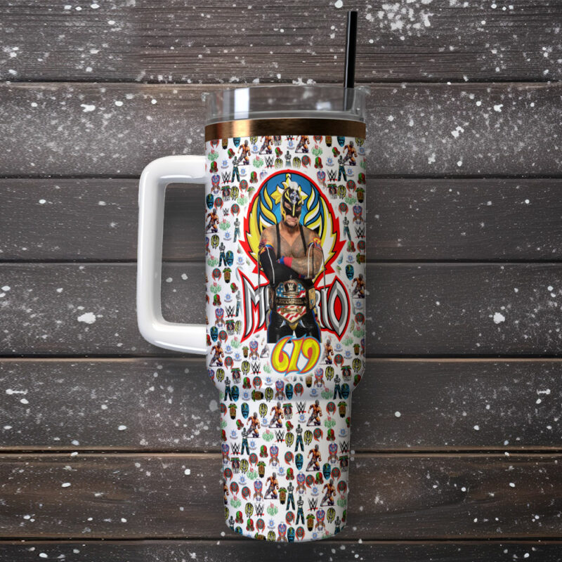 Rey Mysterio WWE Sports Custom Stanley Quencher 40oz Stainless Steel Tumbler With Handle - Threewoofs - Image 2