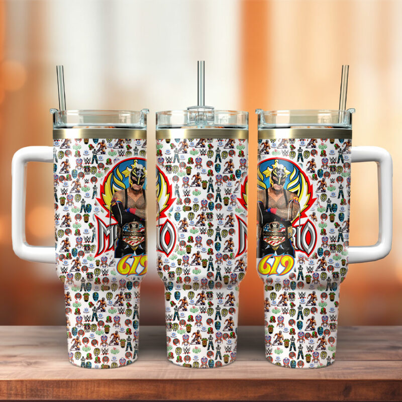 Rey Mysterio WWE Sports Custom Stanley Quencher 40oz Stainless Steel Tumbler With Handle - Threewoofs