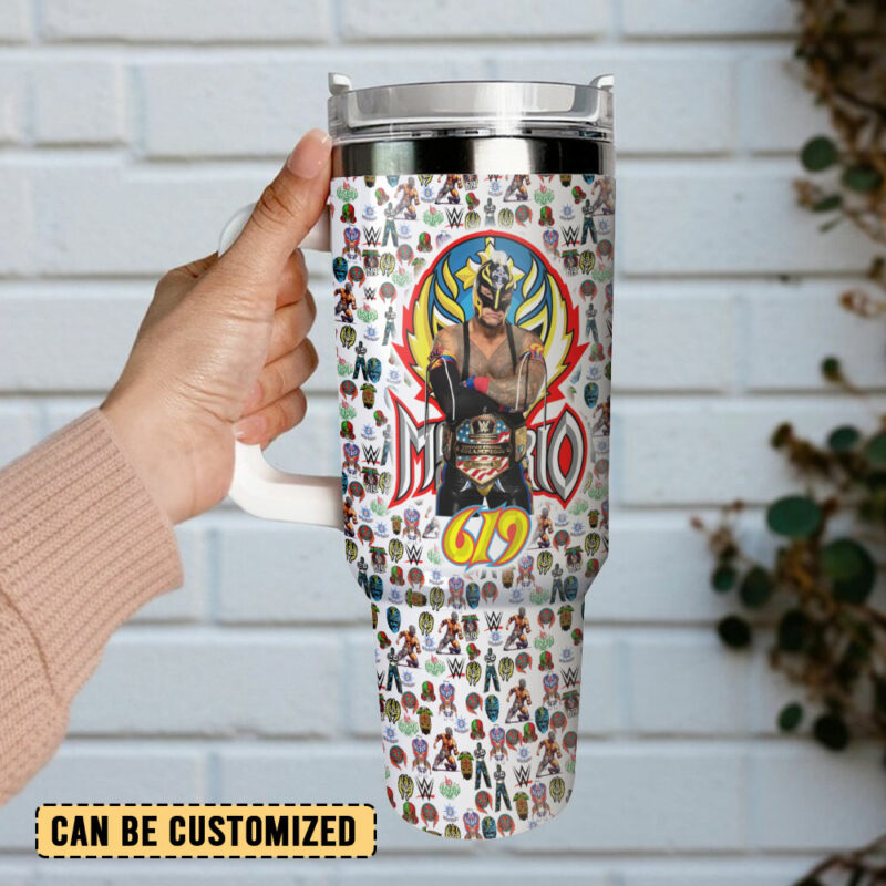 Rey Mysterio WWE Sports Custom Stanley Quencher 40oz Stainless Steel Tumbler With Handle - Threewoofs - Image 3