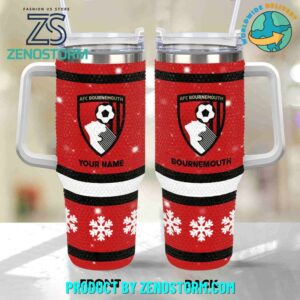 Rhinestone Bling AFC Bournemouth EPL Custom Stanley Quencher 40oz Stainless Steel Tumbler With Handle - Threewoofs