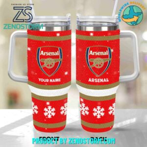 Rhinestone Bling Arsenal EPL Custom Stanley Quencher 40oz Stainless Steel Tumbler With Handle - Threewoofs