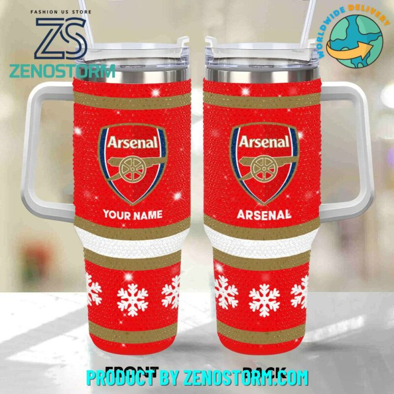 Rhinestone Bling Arsenal EPL Custom Stanley Quencher 40oz Stainless Steel Tumbler With Handle - Threewoofs