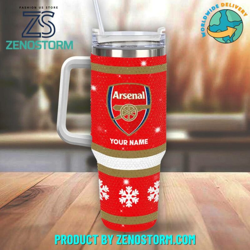 Rhinestone Bling Arsenal EPL Custom Stanley Quencher 40oz Stainless Steel Tumbler With Handle - Threewoofs - Image 2