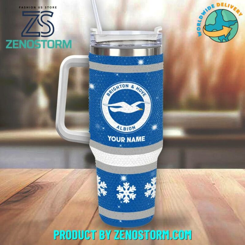 Rhinestone Bling Brighton & Hove Albion EPL Custom Stanley Quencher 40oz Stainless Steel Tumbler With Handle - Threewoofs - Image 2