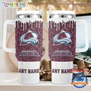 Rhinestone Bling Colorado Avalanche NHL Sports Custom Stanley Quencher 40oz Stainless Steel Tumbler With Handle - Threewoofs