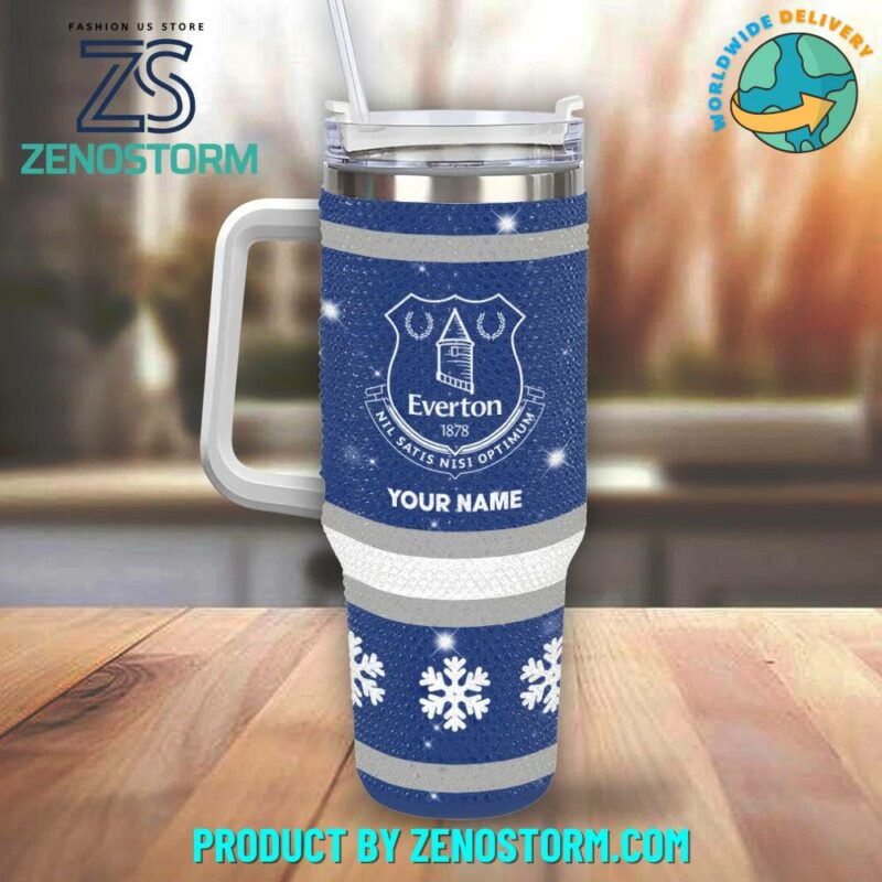Rhinestone Bling Everton EPL Custom Stanley Quencher 40oz Stainless Steel Tumbler With Handle - Threewoofs - Image 2