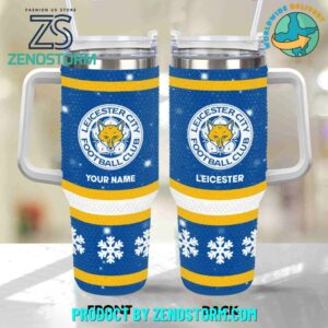 Rhinestone Bling Leicester City EPL Custom Stanley Quencher 40oz Stainless Steel Tumbler With Handle - Threewoofs