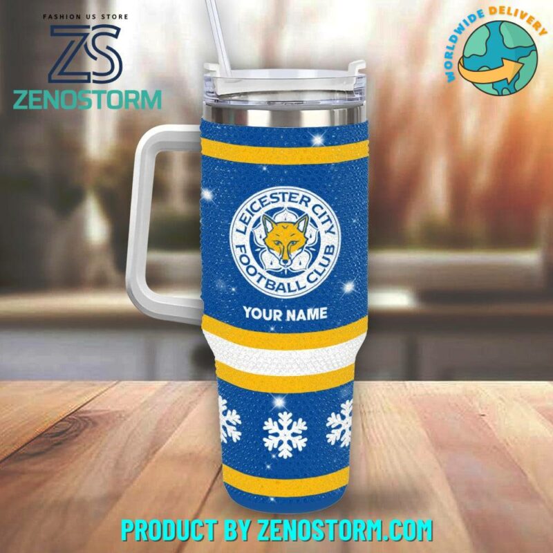 Rhinestone Bling Leicester City EPL Custom Stanley Quencher 40oz Stainless Steel Tumbler With Handle - Threewoofs - Image 2