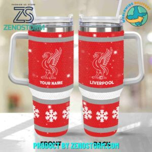 Rhinestone Bling Liverpool EPL Custom Stanley Quencher 40oz Stainless Steel Tumbler With Handle - Threewoofs