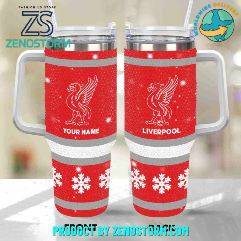 Rhinestone Bling Liverpool EPL Custom Stanley Quencher 40oz Stainless Steel Tumbler With Handle - Threewoofs