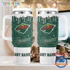 Rhinestone Bling Minnesota Wild NHL Sports Custom Stanley Quencher 40oz Stainless Steel Tumbler With Handle - Threewoofs