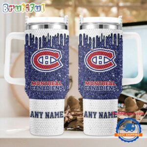 Rhinestone Bling Montreal Canadiens NHL Sports Custom Stanley Quencher 40oz Stainless Steel Tumbler With Handle - Threewoofs