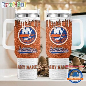 Rhinestone Bling New York Islanders NHL Sports Custom Stanley Quencher 40oz Stainless Steel Tumbler With Handle - Threewoofs
