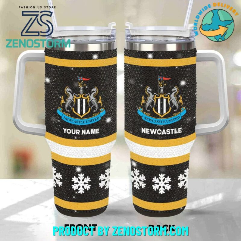 Rhinestone Bling Newcastle United EPL Custom Stanley Quencher 40oz Stainless Steel Tumbler With Handle - Threewoofs