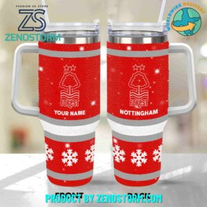 Rhinestone Bling Nottingham Forest EPL Custom Stanley Quencher 40oz Stainless Steel Tumbler With Handle - Threewoofs