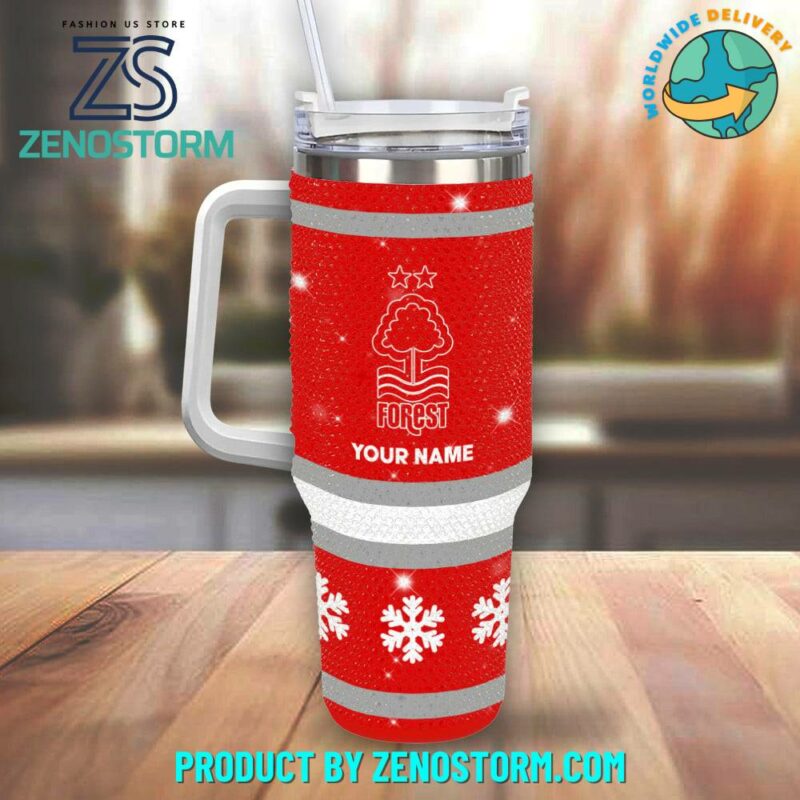 Rhinestone Bling Nottingham Forest EPL Custom Stanley Quencher 40oz Stainless Steel Tumbler With Handle - Threewoofs - Image 2