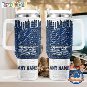 Rhinestone Bling Tampa Bay Lightning NHL Sports Custom Stanley Quencher 40oz Stainless Steel Tumbler With Handle - Threewoofs