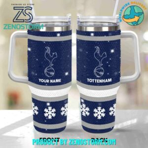 Rhinestone Bling Tottenham Hotspur EPL Custom Stanley Quencher 40oz Stainless Steel Tumbler With Handle - Threewoofs