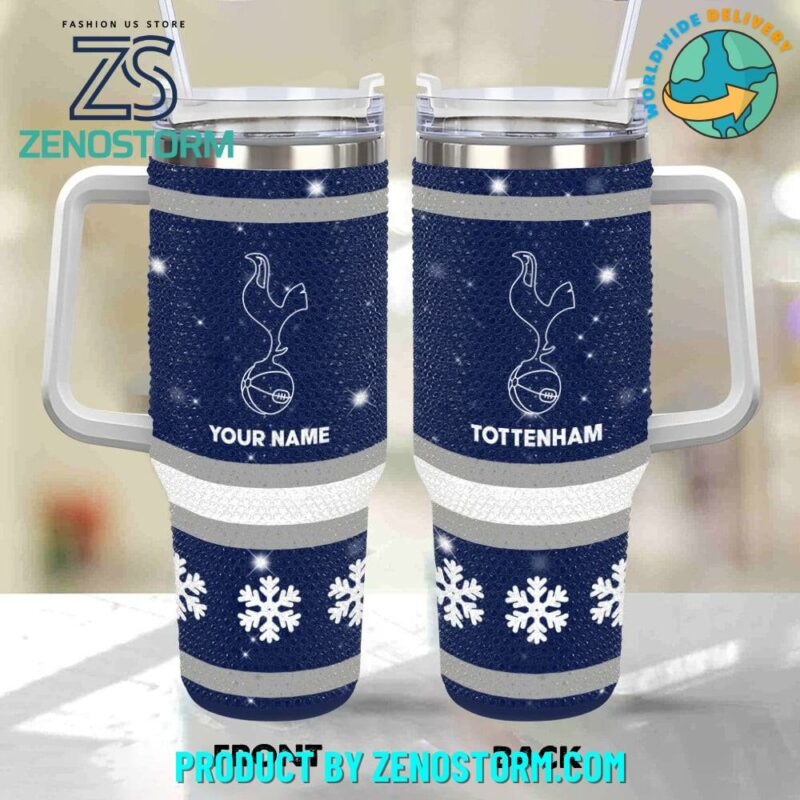 Rhinestone Bling Tottenham Hotspur EPL Custom Stanley Quencher 40oz Stainless Steel Tumbler With Handle - Threewoofs