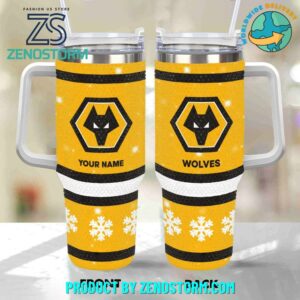 Rhinestone Bling Wolverhampton Wanderers EPL Custom Stanley Quencher 40oz Stainless Steel Tumbler With Handle - Threewoofs