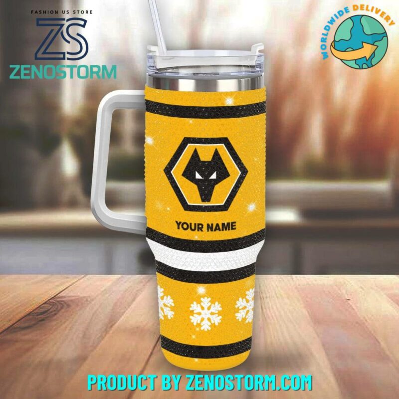 Rhinestone Bling Wolverhampton Wanderers EPL Custom Stanley Quencher 40oz Stainless Steel Tumbler With Handle - Threewoofs - Image 2