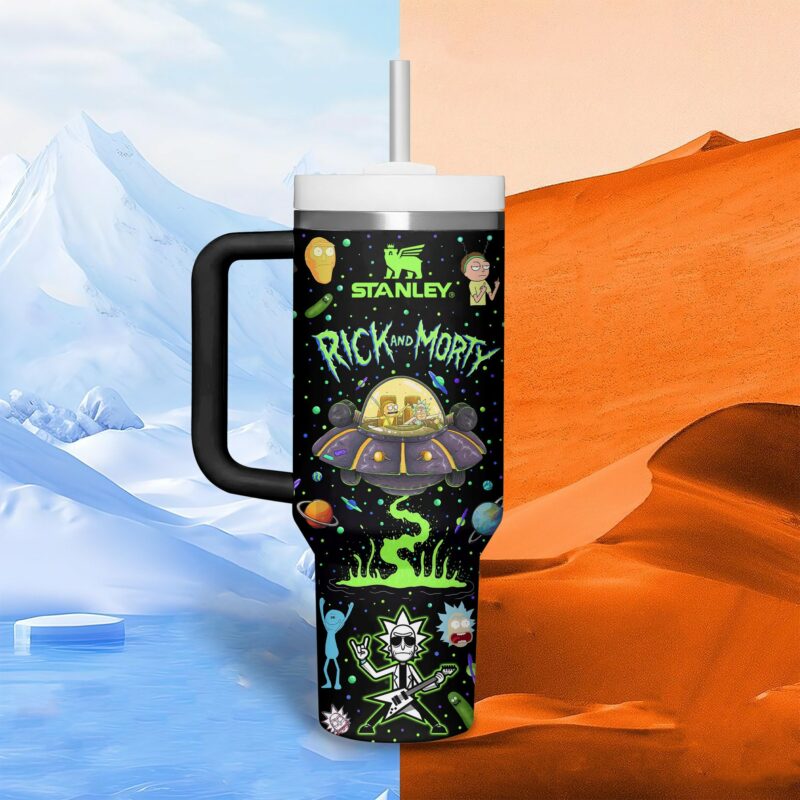 Rick And Morty TV Series Custom Stanley Quencher 40oz Stainless Steel Tumbler With Handle - Threewoofs - Image 2