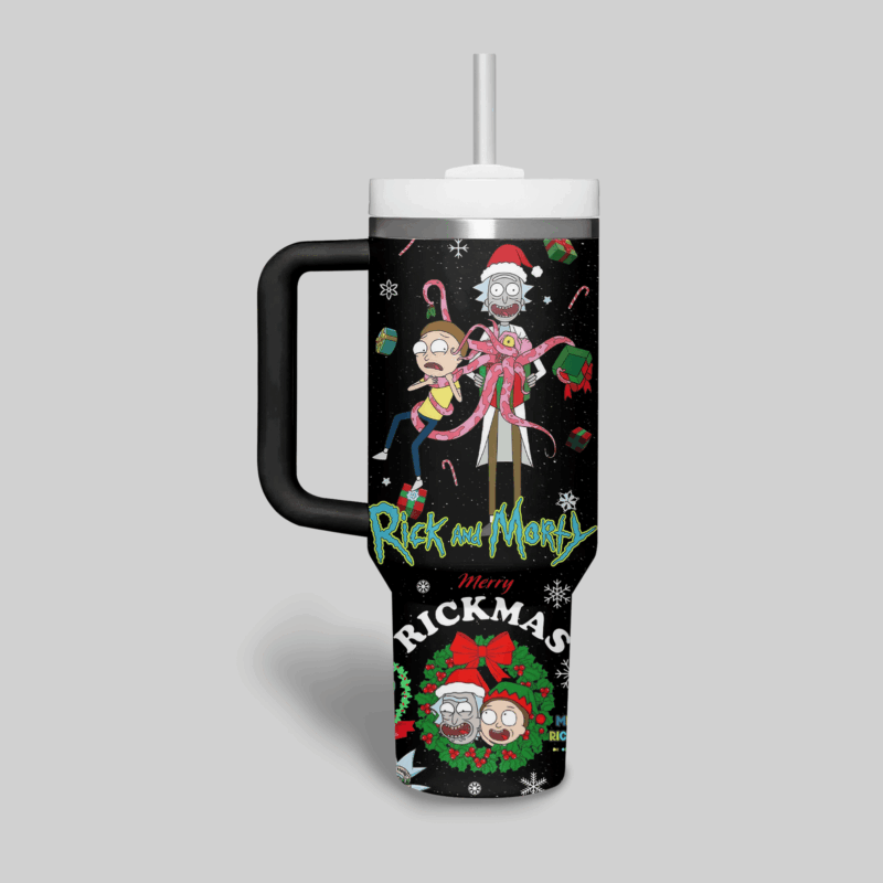 Rick And Morty TV Series Custom Stanley Quencher 40oz Stainless Steel Tumbler With Handle - Threewoofs - Image 2