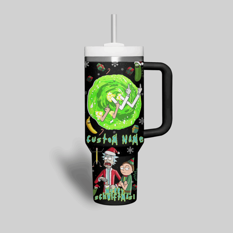 Rick And Morty TV Series Custom Stanley Quencher 40oz Stainless Steel Tumbler With Handle - Threewoofs - Image 3