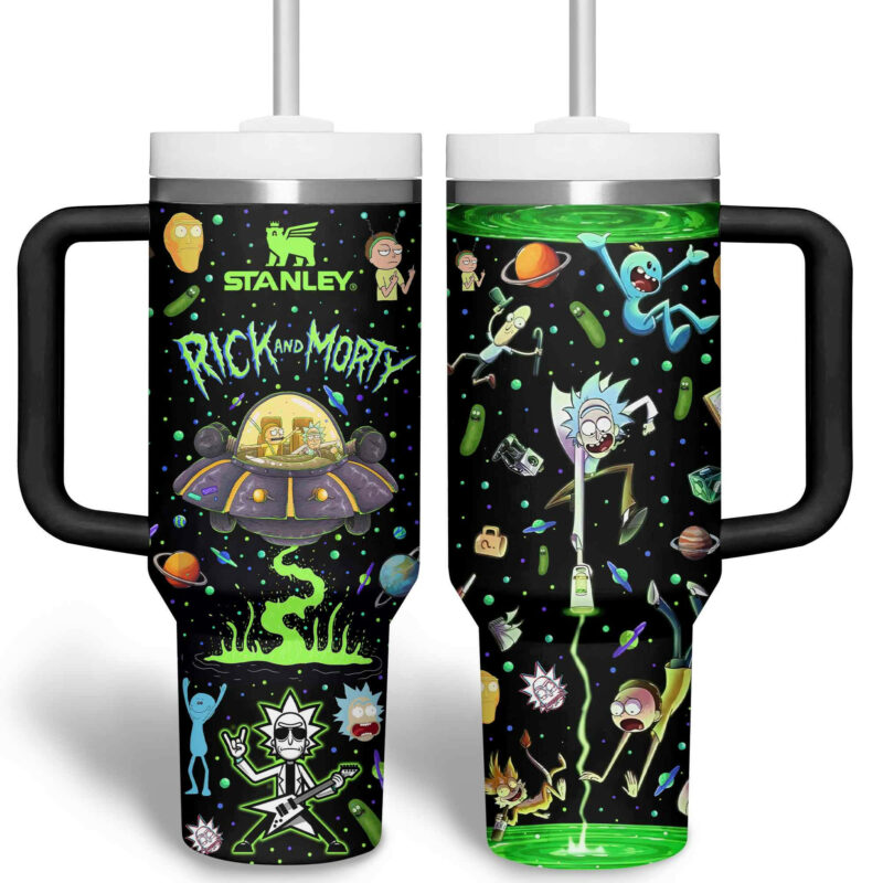 Rick And Morty TV Series Custom Stanley Quencher 40oz Stainless Steel Tumbler With Handle - Threewoofs - Image 4