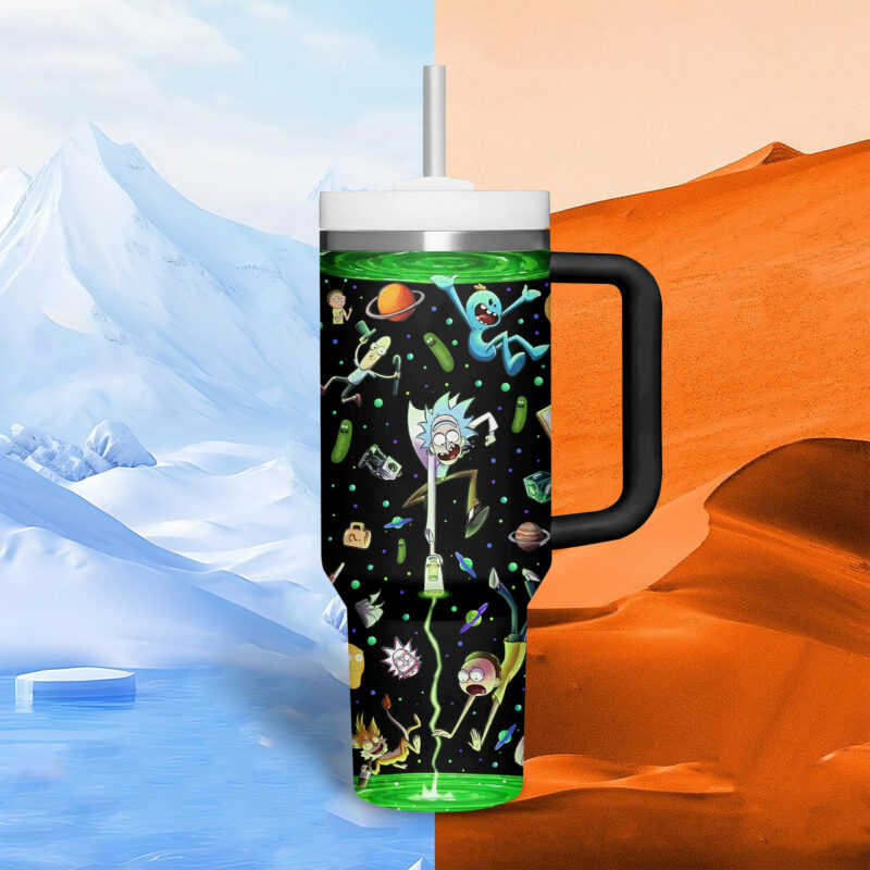 Rick And Morty TV Series Custom Stanley Quencher 40oz Stainless Steel Tumbler With Handle - Threewoofs - Image 3
