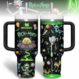 Rick And Morty TV Series Custom Stanley Quencher 40oz Stainless Steel Tumbler With Handle - Threewoofs