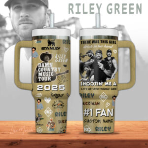 Riley Green Music Custom Stanley Quencher 40oz Stainless Steel Tumbler With Handle - Threewoofs
