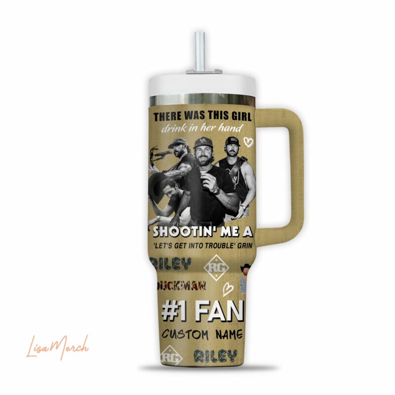 Riley Green Music Custom Stanley Quencher 40oz Stainless Steel Tumbler With Handle - Threewoofs - Image 2