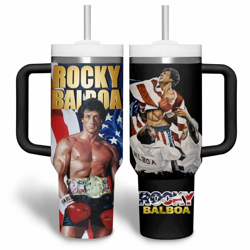 Rocky Balboa Movies Custom Stanley Quencher 40oz Stainless Steel Tumbler With Handle - Threewoofs - Image 2